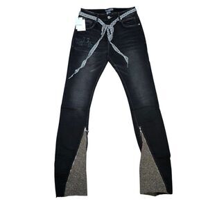 Lifted Anchors Men’s 30 Steffi Stacked Flare Black Denim Jeans NWT Cotton